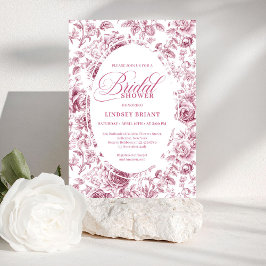 Classic Floral Rose Pattern Bridal Shower Invite 招待状