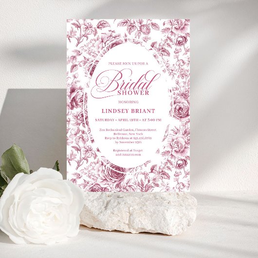 Classic Floral Rose Pattern Bridal Shower Invite 招待状