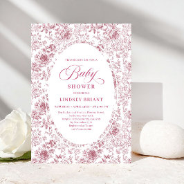 Classic Floral Toile Roses Baby Shower Invitation 招待状