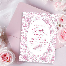 Classic Floral Toile Roses Baby Shower Invitation 招待状