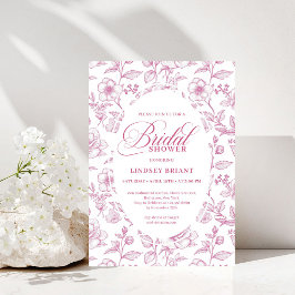 Classic Floral Toile Roses Bridal Shower Invites 招待状