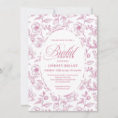 Classic Floral Toile Roses Bridal Shower Invites 招待状 (正面)