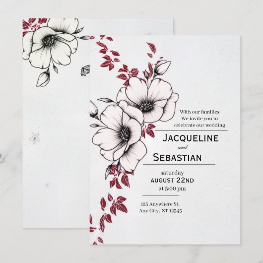 Classic Floral Wedding 招待状 (正面/裏面)