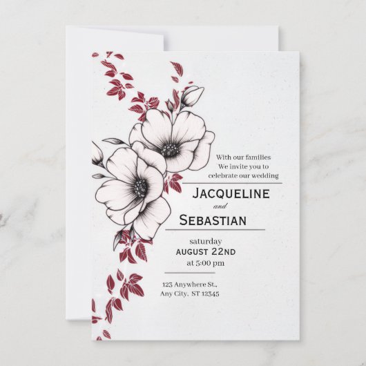 Classic Floral Wedding 招待状 (正面)