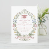 Classic Floral Wreath Graduation 招待状 (スタンド正面)