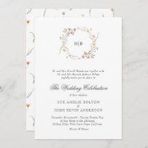 Classic Floral Wreath Monogram Surname Wedding 