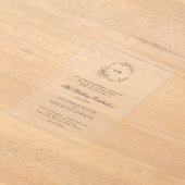 Classic Floral Wreath Monogram Wedding アクリル招待状 (レイダウン)