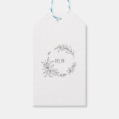 Classic Floral Wreath Monogram Wedding ギフトタグ (正面)
