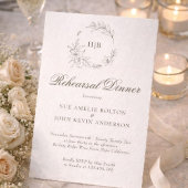 Classic Floral Wreath Monogram Wedding 招待状