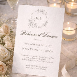 Classic Floral Wreath Monogram Wedding 招待状