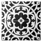 Classic Flower Line Art Floral Black & White タイル (正面)