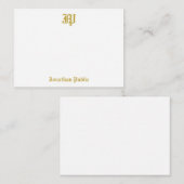 Classic Font Gold Text Calligraphy Monogram Name ノートカード (正面/裏面)