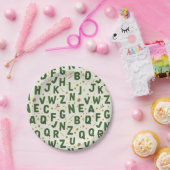 Classic Forest Green Alphabet ペーパープレート (パーティー)