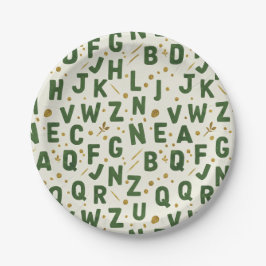 Classic Forest Green Alphabet ペーパープレート