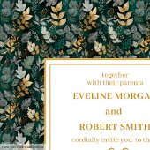Classic Forest Green Gold Foliage Wedding Invites 招待状