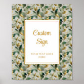 Classic Forest Green Gold Leaves Wedding Custom  ポスター (正面)