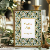 Classic Forest Green Gold Leaves Wedding Custom ポスター