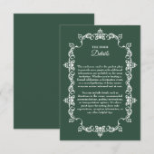 Classic Forest Green Ornately Framed Wedding エンクロージャーカード (正面/裏面)