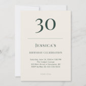 Classic Forest & Linen 30th Birthday Celebration 招待状 (正面)