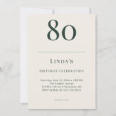 Classic Forest & Linen 80th Birthday Celebration 招待状 (正面)