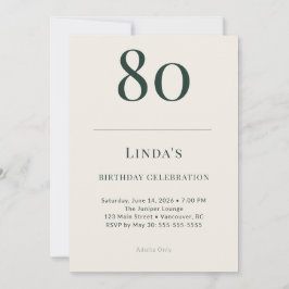 Classic Forest & Linen 80th Birthday Celebration 招待状