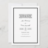 Classic Formal Black White Wedding Monogram セーブザデート (正面)