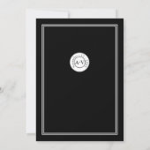 Classic Formal Black White Wedding Monogram セーブザデート (裏面)