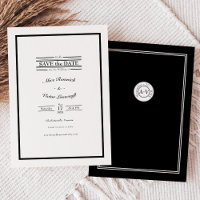 Classic Formal Black White Wedding Monogram