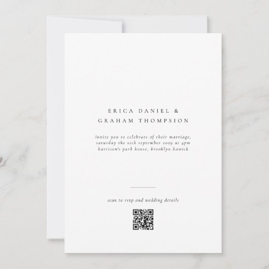 Classic Formal QR Code Wedding Photo Invitation 招待状 (正面)