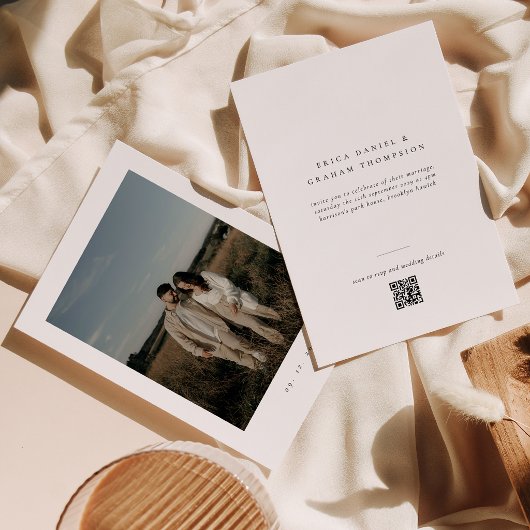 Classic Formal QR Code Wedding Photo Invitation 招待状