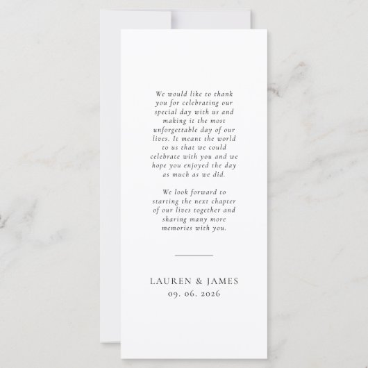 Classic Formal Wedding Photo Strip Thank You Card (裏面)