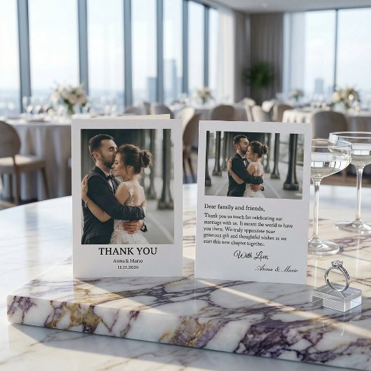 Classic Formal Wedding Photo Thank You Card サンキューカード