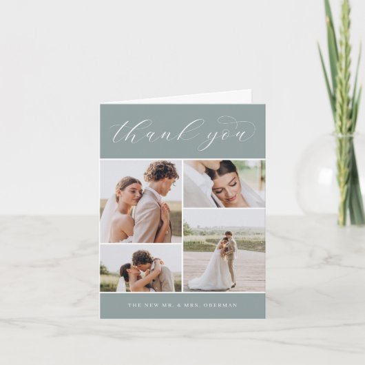 Classic Four | Multi Photo Wedding Folded サンキューカード (正面)