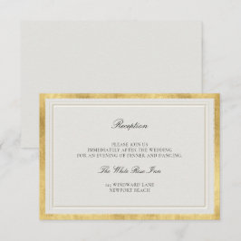 Classic Frame Elevated Gold Ecru Wedding Reception エンクロージャーカード