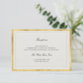Classic Frame Elevated Gold Ecru Wedding Reception エンクロージャーカード (スタンド正面)