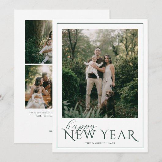 Classic Frame New Year Photo シーズンカード (正面/裏面)