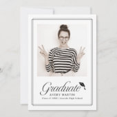 Classic Framed Elegant Script Photo Graduation 招待状 (正面)
