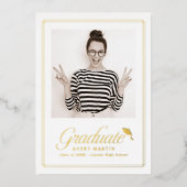 Classic Framed Elegant Script Photo Graduation 箔招待状 (正面)