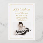 Classic Framed Elegant Script Photo Graduation 箔招待状 (裏面)