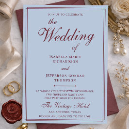 Classic French Blue & Burgundy Old Money Wedding 招待状