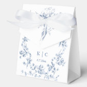Classic French Blue Flowers & Ribbons Wedding フェイバーボックス (正面)
