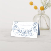 Classic French Blue Flowers & Ribbons Wedding プレイスカード (裏面)