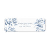 Classic French Blue Flowers & Ribbons Wedding ラベル (正面)