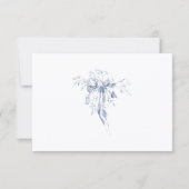 Classic French Blue Flowers & Ribbons Wedding 出欠カード (裏面)