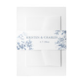 Classic French Blue Flowers & Ribbons Wedding 招待状ベリーバンド (正面例)