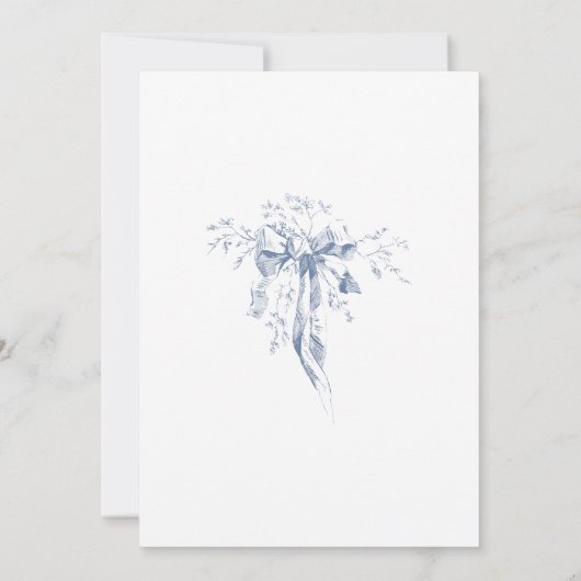 Classic French Blue Flowers & Ribbons Wedding 招待状 (裏面)