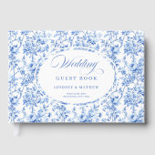 Classic French Blue Roses Toile Guest Book ゲストブック (正面)