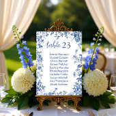 Classic French Blue Toile Seating Chart Card 招待状