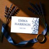 Classic French Blue Toile Wedding Folded プレイスカード