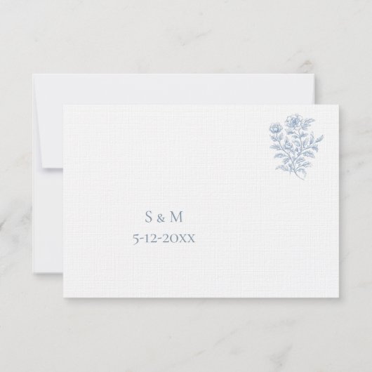 Classic French Blue Wedding RSVP card (裏面)
